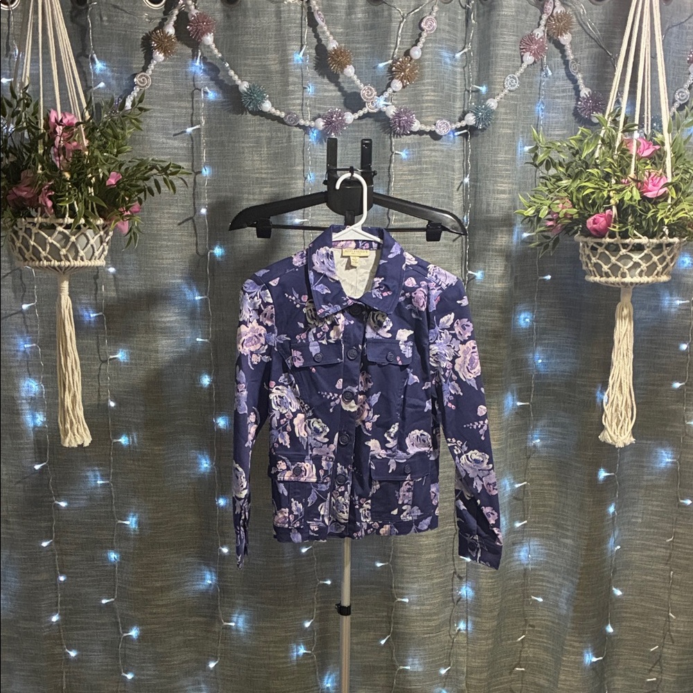 ❤️ 4/$25 - Appleseed’s Floral Purple Jacket NWT